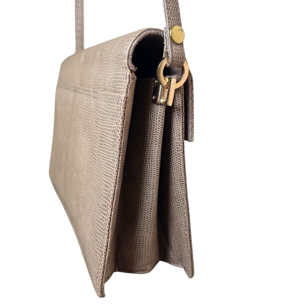 VTG 70s Jay Herbert New York Beige Reptile Lizard Leather Shoulder Bag Purse - Picture 6 of 16